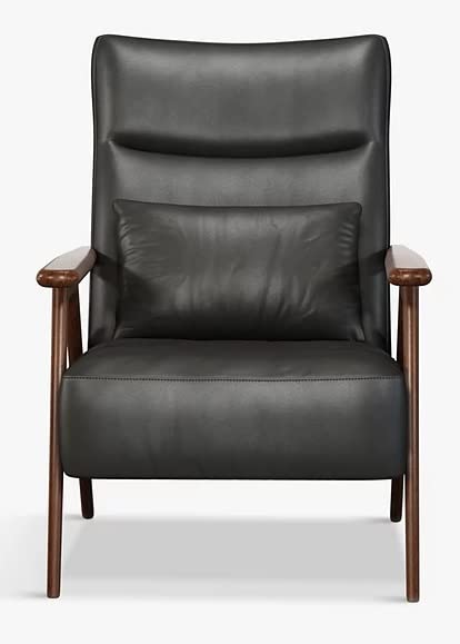 LSFH Unique Design True Innovations High Back Hendricks Leatherette Accent with Solid Sagwan Wooden Frame Single Sofa for Small Apartments, Living Room or Bedroom (Set of 2 Chairs, Charcoal)