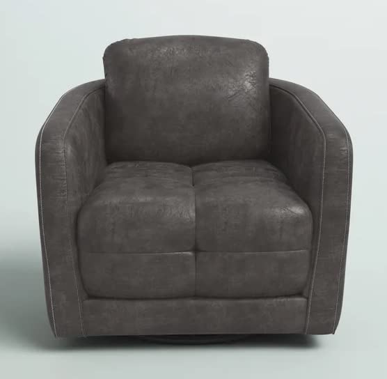 LSFH Unique Design True Innovations Cecil Wide Swivel 360 Degree Accent Chair Armchair Single Sofa Chair for Small Apartments, Living Room or Bedroom (Set of 2 Chairs, Grey)