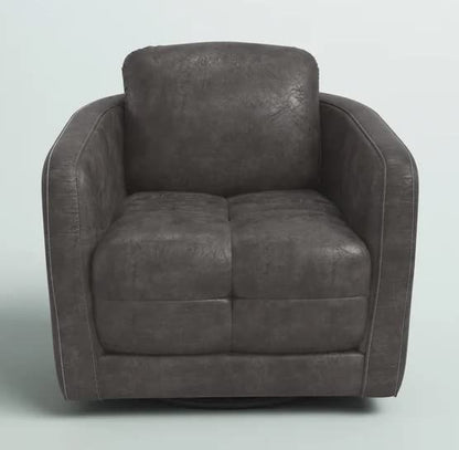 LSFH Unique Design True Innovations Cecil Wide Swivel 360 Degree Accent Chair Armchair Single Sofa Chair for Small Apartments, Living Room or Bedroom (Set of 2 Chairs, Grey)