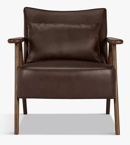 LSFH Unique Design True Innovations Hendricks Leatherette Accent Chair Armchair with Solid Sagwan Wooden Frame Single Sofa Chair for Small Apartments, Living Room or (Set of 2 Chairs, Dark Brown)