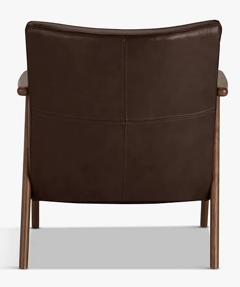 LSFH Unique Design True Innovations Hendricks Leatherette Accent Chair Armchair with Solid Sagwan Wooden Frame Single Sofa Chair for Small Apartments, Living Room or (Set of 2 Chairs, Dark Brown)