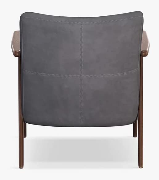 LSFH Unique Design True Innovations Hendricks Leatherette Accent Chair Armchair with Solid Sagwan Wooden Frame Single Sofa Chair for Small Apartments, Living Room (Set of 2 Chairs, Light Grey)
