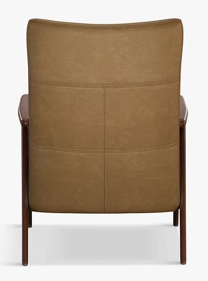 LSFH Unique Design True Innovations High Back Hendricks Leatherette Accent with Solid Sagwan Wooden Frame Single Sofa for Small Apartments, Living Room or Bedroom (1 Chair, Light Brown)