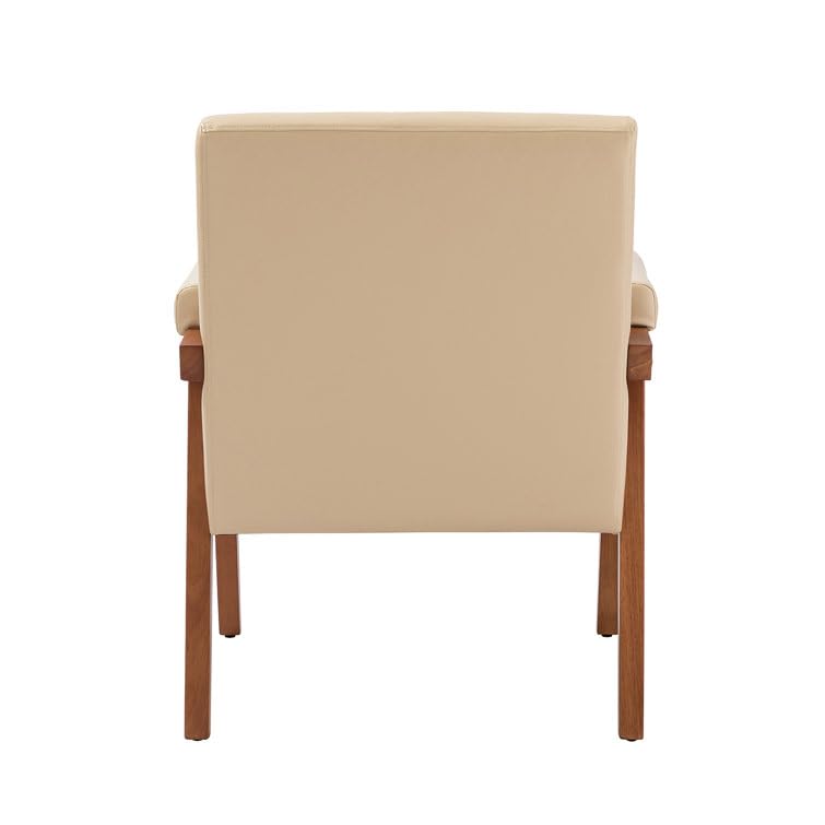 LSFH Unique Design True Innovations Mackenne Accent Chair, Ottoman Armchair with Solid Sagwan Wooden Frame Single Sofa Chair for Small Apartments, Living Room or Bedroom (1 Chair, Beige)