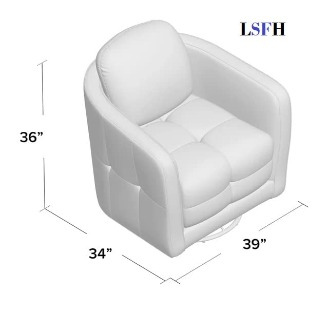 LSFH Unique Design True Innovations Cecil Wide Swivel 360 Degree Accent Chair Armchair Single Sofa Chair for Small Apartments, Living Room or Bedroom (1 Chair, Grey)
