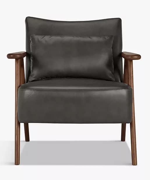 LSFH Unique Design True Innovations Hendricks Leatherette Accent Chair Armchair with Solid Sagwan Wooden Frame Single Sofa Chair for Small Apartments, Living Room or Bedroom (1 Chair, Grey)