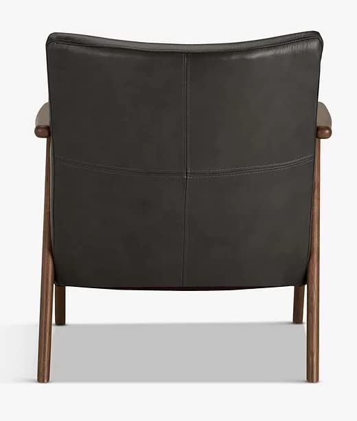 LSFH Unique Design True Innovations Hendricks Leatherette Accent Chair Armchair with Solid Sagwan Wooden Frame Single Sofa Chair for Small Apartments, Living Room or Bedroom (1 Chair, Grey)