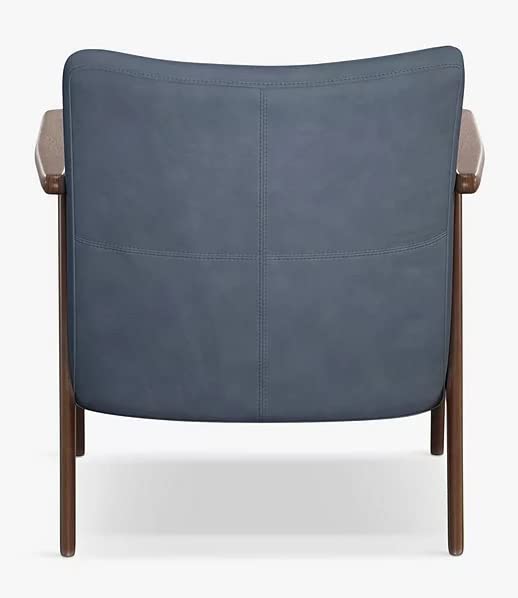 LSFH Unique Design True Innovations Hendricks Leatherette Accent Chair Armchair with Solid Sagwan Wooden Frame Single Sofa Chair for Small Apartments, Living Room or Bedroom (1 Chair, Sky Blue)