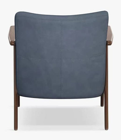LSFH Unique Design True Innovations Hendricks Leatherette Accent Chair Armchair with Solid Sagwan Wooden Frame Single Sofa Chair for Small Apartments, Living Room or Bedroom (1 Chair, Sky Blue)