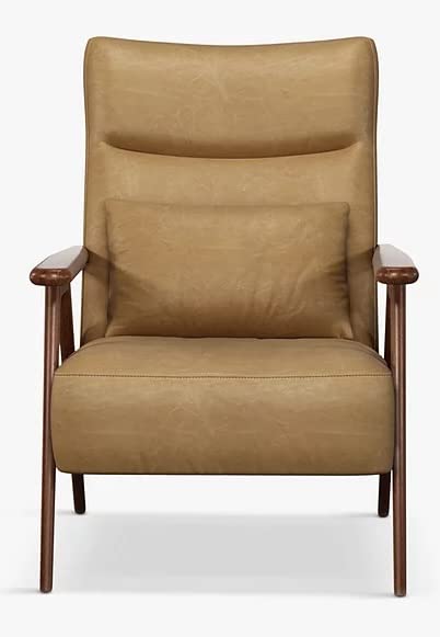 LSFH Unique Design True Innovations High Back Hendricks Leatherette Accent with Solid Sagwan Wooden Frame Single Sofa for Small Apartments, Living Room or Bedroom (Set of 2 Chairs, Light Brown)