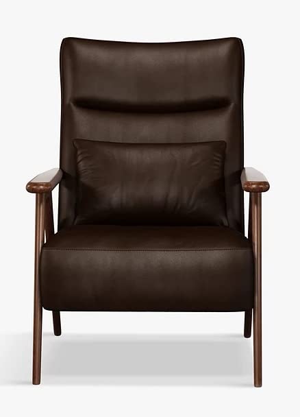 LSFH Unique Design True Innovations High Back Hendricks Leatherette Accent with Solid Sagwan Wooden Frame Single Sofa for Small Apartments, Living Room or Bedroom (1 Chair, Dark Brown)
