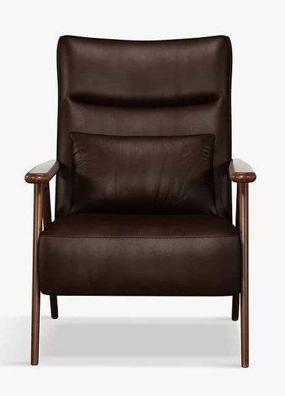 LSFH Unique Design True Innovations High Back Hendricks Leatherette Accent with Solid Sagwan Wooden Frame Single Sofa for Small Apartments, Living Room or Bedroom (1 Chair, Dark Brown)