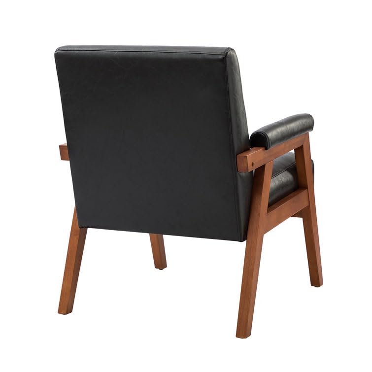 LSFH Unique Design True Innovations Mackenne Accent Chair, Ottoman Armchair with Solid Sagwan Wooden Frame Single Sofa Chair for Small Apartments, Living Room or Bedroom (Set of 2 Chairs, Black)