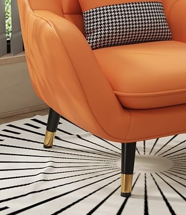 LSFH Unique Design True Innovations Nordic Light Accent Chair, Armchair with Solid Sagwan Wooden Frame for Small Apartments, Living Room or Bedroom (1 Chair, Orange)