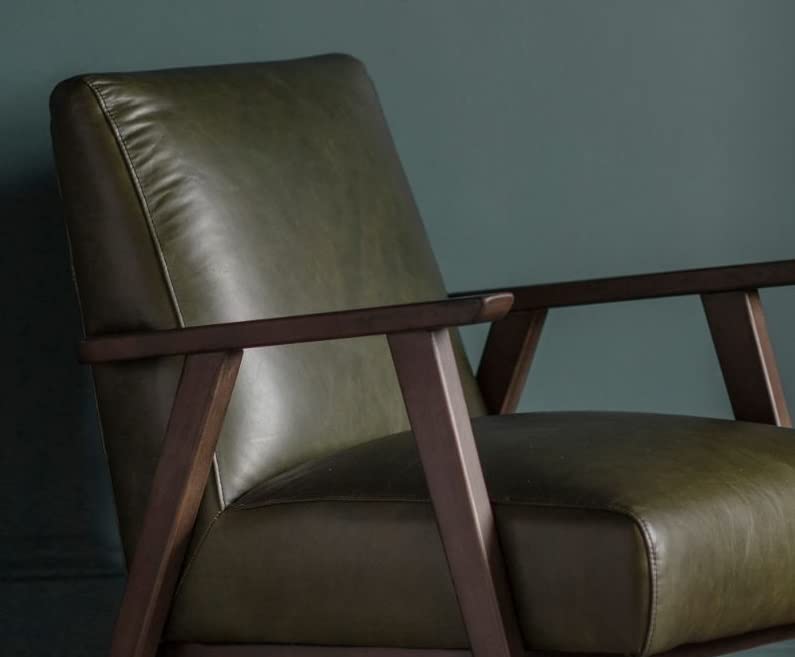 LSFH Unique Design True Innovations Odsey Accent Chair Armchair with Solid Sagwan Wooden Frame Single Sofa Chair for Small Apartments, Living Room or Bedroom (Set of 2 Chairs, Kai Green)