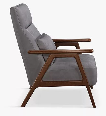 LSFH Unique Design True Innovations High Back Hendricks Leatherette Accent with Solid Sagwan Wooden Frame Single Sofa for Small Apartments, Living Room or Bedroom (Set of 2 Chairs, Grey)