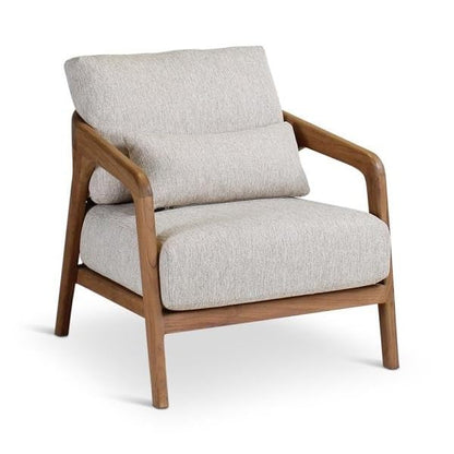 LSGF Luxury Design Traditional Liza Armchair Accent Chair with Solid Sagwan Wooden Legs Sofa Set for Small Apartments, Living Room or Bedroom (Set of 2 Chairs, Cream)