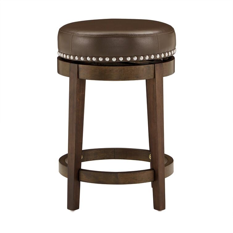 LSFH Unique Design True Innovations Arlettez Swivel Bar Stool with 100% Sagwan Wood Frame 360 Degree Ball & Cast Swivel Pub Height Bar Stool for Shop, Salon, Office and Home (1 Barstool, Brown)