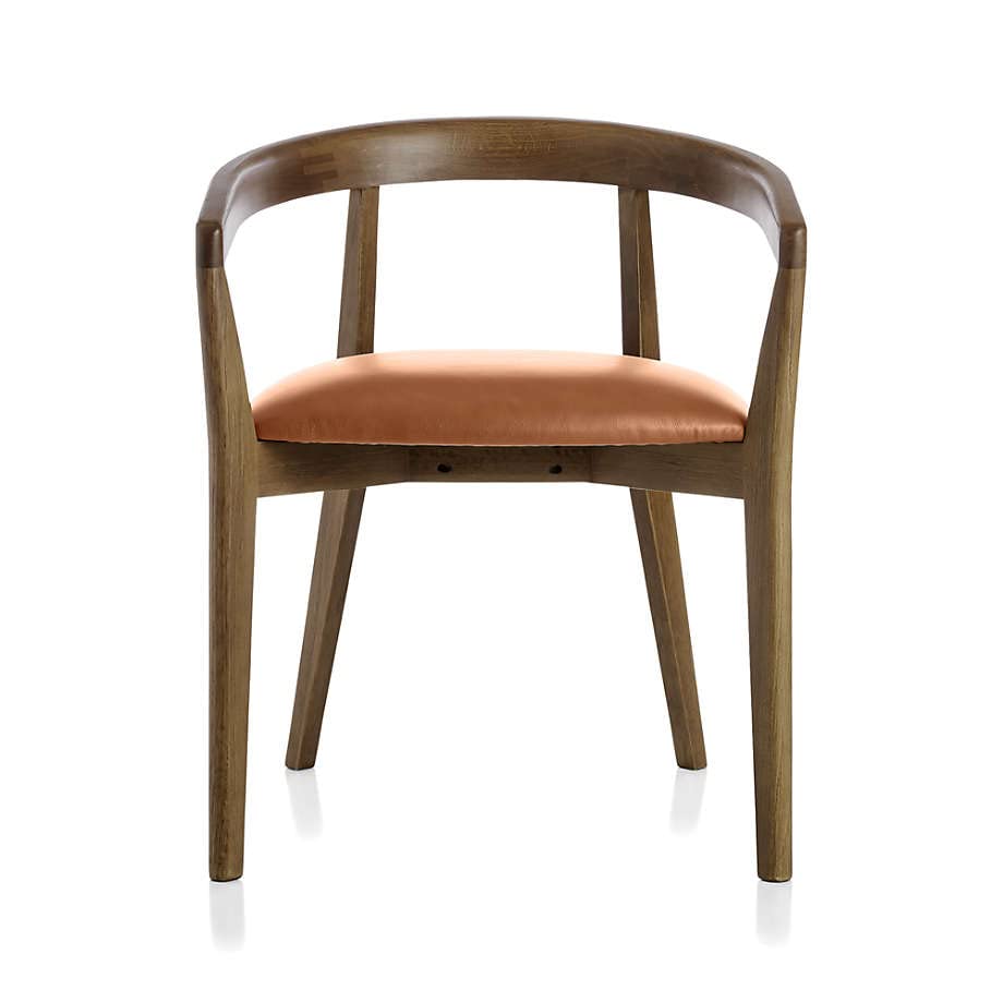 LSFH Unique Design Stone Round Back Dining Chair Accent Chair Armchair with Solid Sagwan Wooden Frame Single Sofa Chair for Small Apartments, Living Room or Bedroom (Set of 2 Chairs, Brown)