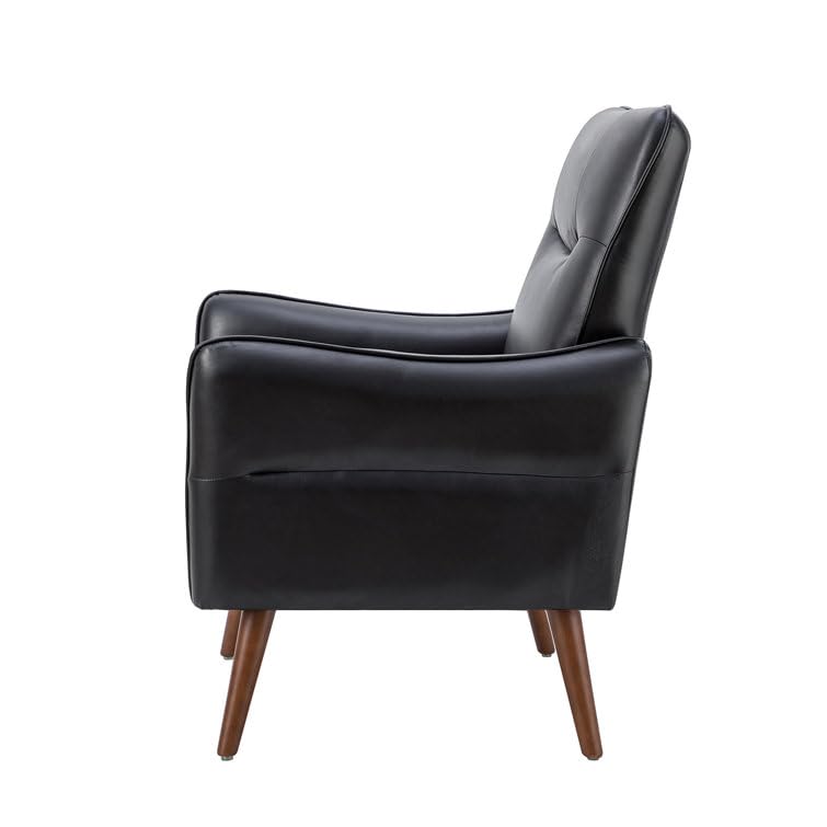 LSFH Unique Design True Innovations Amyle Accent Chair, Ottoman Armchair with Solid Sagwan Wooden Frame Single Sofa Chair for Small Apartments, Living Room or Bedroom (Set of 2 Chairs, Black)