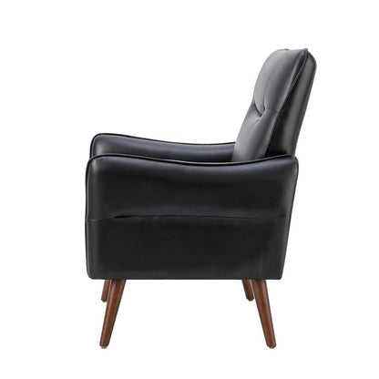 LSFH Unique Design True Innovations Amyle Accent Chair, Ottoman Armchair with Solid Sagwan Wooden Frame Single Sofa Chair for Small Apartments, Living Room or Bedroom (Set of 2 Chairs, Black)