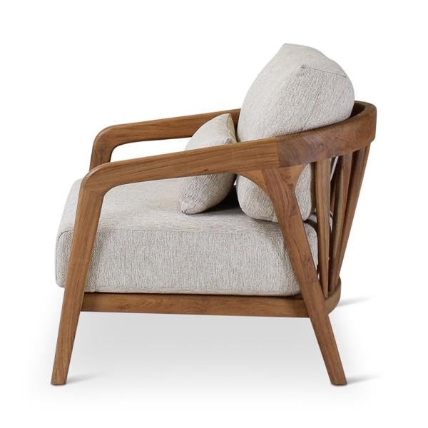 LSGF Luxury Design Traditional Liza Armchair Accent Chair with Solid Sagwan Wooden Legs Sofa Set for Small Apartments, Living Room or Bedroom (1 Chair, Cream)