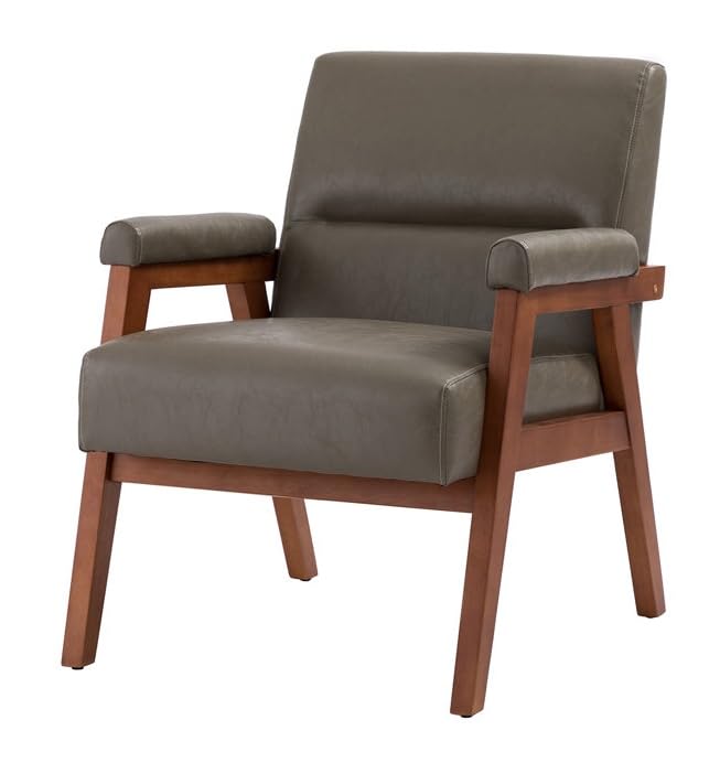 LSFH Unique Design True Innovations Mackenne Accent Chair, Ottoman Armchair with Solid Sagwan Wooden Frame Single Sofa Chair for Small Apartments, Living Room or Bedroom (Set of 2 Chairs, Grey)