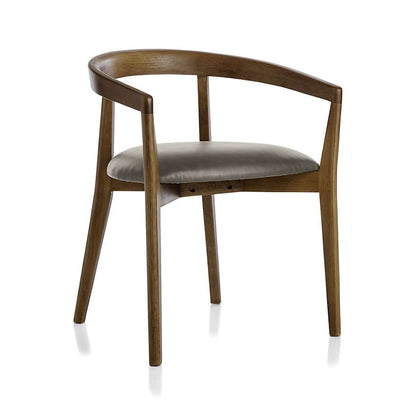 LSFH Unique Design Stone Round Back Dining Chair Accent Chair Armchair with Solid Sagwan Wooden Frame Single Sofa Chair for Small Apartments, Living Room or Bedroom (1 Chair, Grey)