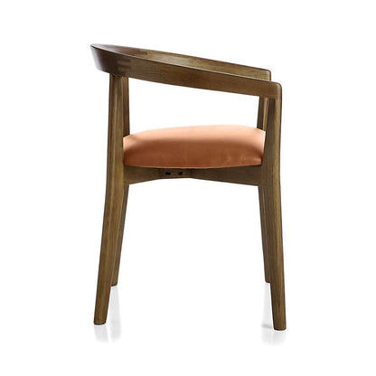 LSFH Unique Design Stone Round Back Dining Chair Accent Chair Armchair with Solid Sagwan Wooden Frame Single Sofa Chair for Small Apartments, Living Room or Bedroom (1 Chair, Brown)