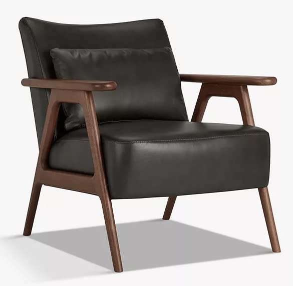 LSFH Unique Design True Innovations Hendricks Leatherette Accent Chair Armchair with Solid Sagwan Wooden Frame Single Sofa Chair for Small Apartments, Living Room or Bedroom (Set of 2 Chairs, Grey)