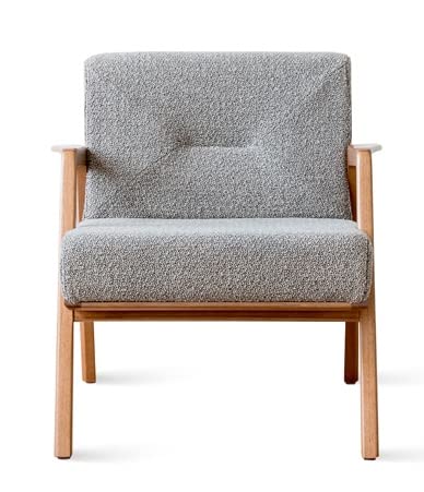 LSFH Unique Design True Innovations Maluz Accent Chair Armchair with Solid Sagwan Wooden Frame Single Sofa Chair for Small Apartments, Living Room or Bedroom (Set of 2 Chairs, Grey)