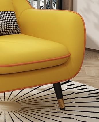 LSFH Unique Design True Innovations Nordic Light Accent Chair, Armchair with Solid Sagwan Wooden Frame for Small Apartments, Living Room or Bedroom (Set of 2 Chairs, Yellow)