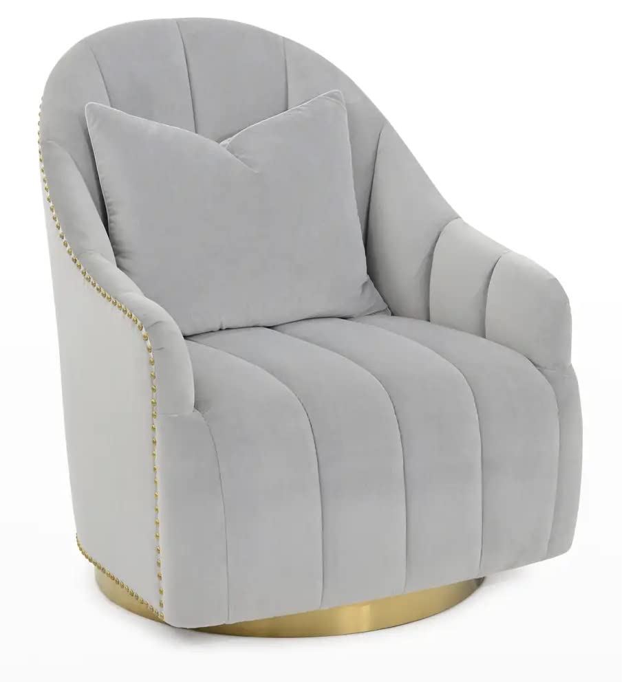 LSFH Unique Design True Innovations Swivel 360 Degree Accent Chair Armchair Single Sofa Chair for Small Apartments, Living Room or Bedroom (1 Chair, Grey)