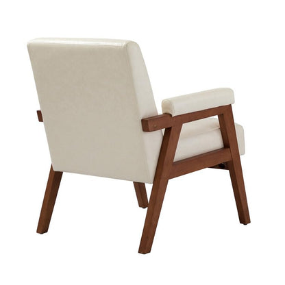 LSFH Unique Design True Innovations Mackenne Accent Chair, Ottoman Armchair with Solid Sagwan Wooden Frame Single Sofa Chair for Small Apartments, Living Room or Bedroom (Set Of 2 Chairs, Cream White)