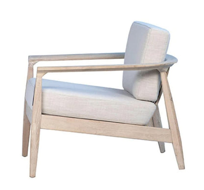 LSFH Unique Design True Innovations Patricia Fabric Accent Chair Armchair with Solid Sagwan Wooden Frame Single Sofa Chair for Small Apartments, Living Room or Bedroom (Set of 2 Chairs, Beige)