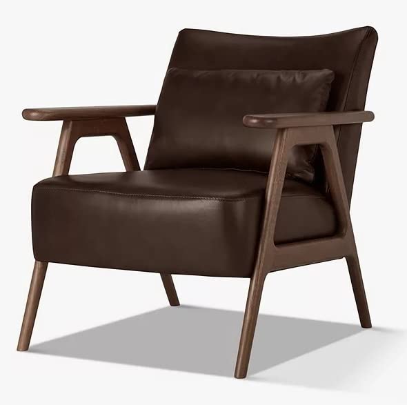 LSFH Unique Design True Innovations Hendricks Leatherette Accent Chair Armchair with Solid Sagwan Wooden Frame Single Sofa Chair for Small Apartments, Living Room or (Set of 2 Chairs, Dark Brown)