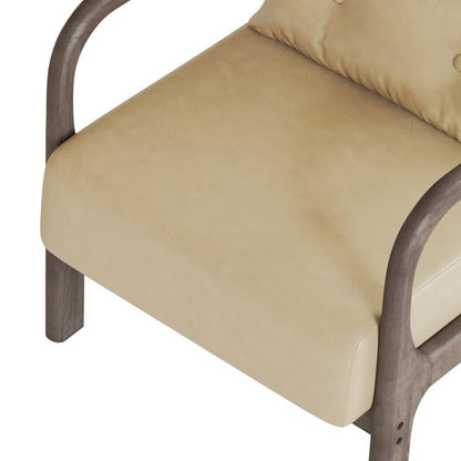 LSFH Unique Design True Innovations Alcie Accent Chair, Ottoman Armchair with Solid Sagwan Wooden Frame Single Sofa Chair for Small Apartments, Living Room or Bedroom (1 Chair, Beige)
