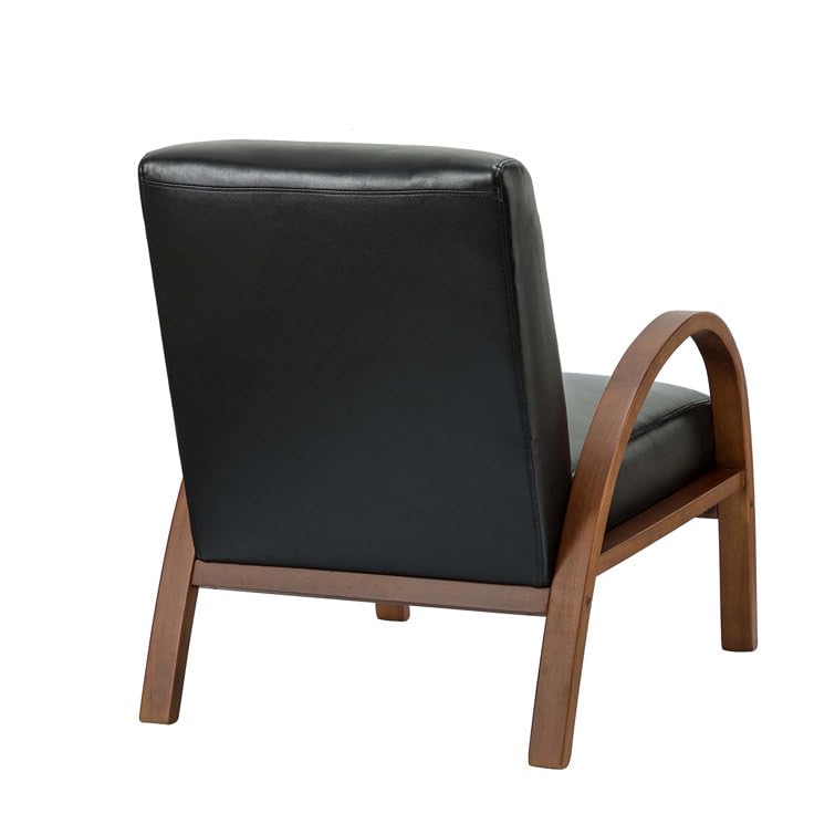 LSFH Unique Design True Innovations Vegaz Accent Chair, Ottoman Armchair with Solid Sagwan Wooden Frame Single Sofa Chair for Small Apartments, Living Room or Bedroom (1 Chair, Black)