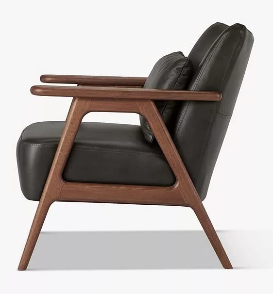 LSFH Unique Design True Innovations Hendricks Leatherette Accent Chair Armchair with Solid Sagwan Wooden Frame Single Sofa Chair for Small Apartments, Living Room or Bedroom (Set of 2 Chairs, Grey)