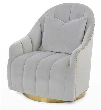 LSFH Unique Design True Innovations Swivel 360 Degree Accent Chair Armchair Single Sofa Chair for Small Apartments, Living Room or Bedroom (1 Chair, Grey)
