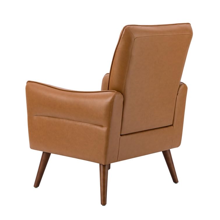 LSFH Unique Design True Innovations Amyle Accent Chair, Ottoman Armchair with Solid Sagwan Wooden Frame Single Sofa Chair for Small Apartments, Living Room or Bedroom (Set of 2 Chairs, Brown)