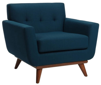 LSFH Unique Design True Innovations Opal Tufted Accent Chair Armchair with Solid Sagwan Wooden Legs Single Sofa Chair for Small Apartments, Living Room or Bedroom (1 Chair, Blue)