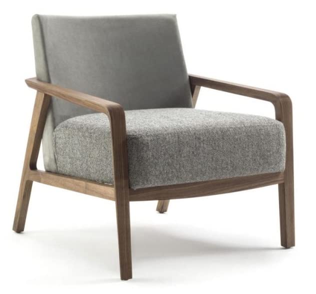 LSFH Unique Design Riva Accent Chair Armchair with Solid Sagwan Wooden Frame Single Sofa Chair for Small Apartments, Living Room or Bedroom (Set of 2 Chairs, Grey)