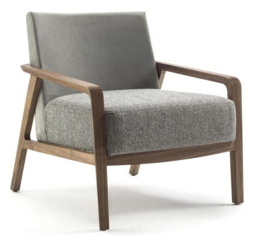 LSFH Unique Design Riva Accent Chair Armchair with Solid Sagwan Wooden Frame Single Sofa Chair for Small Apartments, Living Room or Bedroom (1 Chair, Grey)