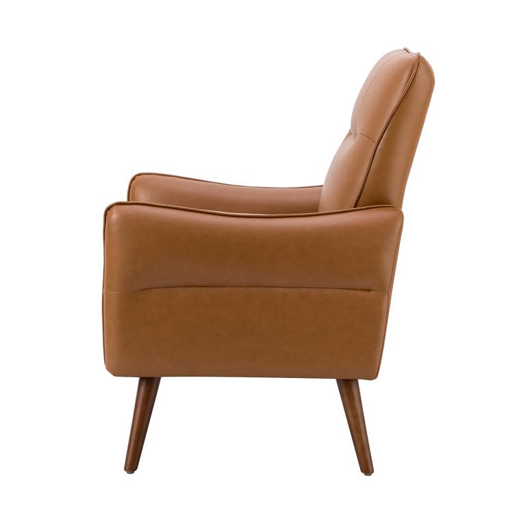 LSFH Unique Design True Innovations Amyle Accent Chair, Ottoman Armchair with Solid Sagwan Wooden Frame Single Sofa Chair for Small Apartments, Living Room or Bedroom (1 Chair, Brown)