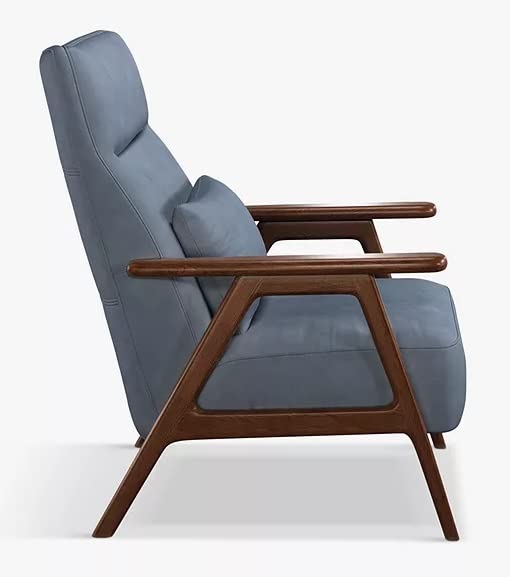 LSFH Unique Design True Innovations High Back Hendricks Leatherette Accent with Solid Sagwan Wooden Frame Single Sofa for Small Apartments, Living Room or Bedroom (1 Chair, Light Blue)