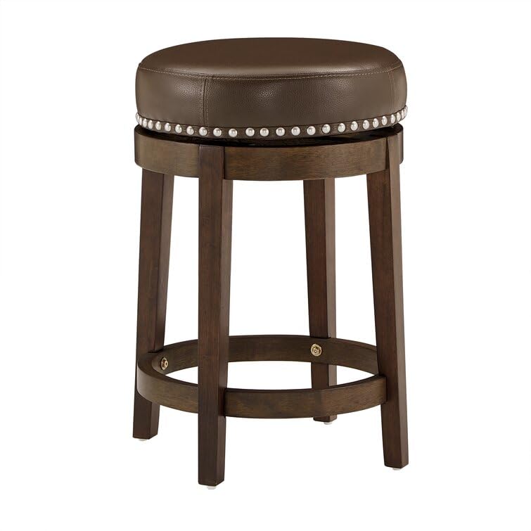 LSFH Unique Design True Innovations Arlettez Swivel Bar Stool with 100% Sagwan Wood Frame 360 Degree Ball & Cast Swivel Pub Height Bar Stool for Shop, Salon, Office and Home (Set Of 2 Barstool, Brown)
