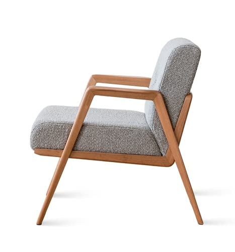 LSFH Unique Design True Innovations Maluz Accent Chair Armchair with Solid Sagwan Wooden Frame Single Sofa Chair for Small Apartments, Living Room or Bedroom (1 Chair, Grey)