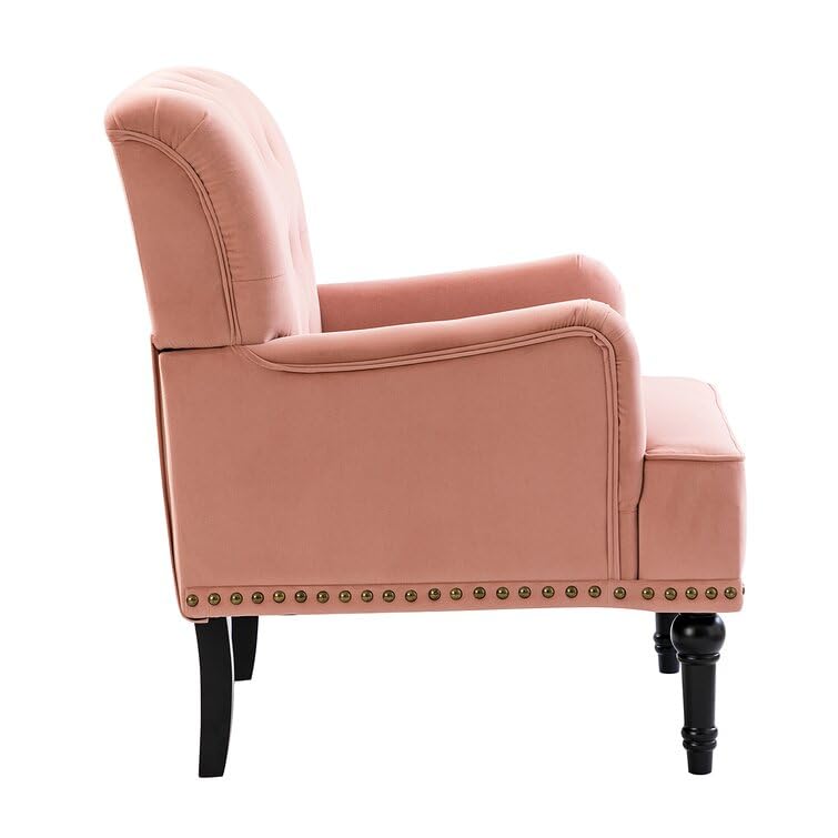 LSFH Unique Design True Innovations Jakuz Accent Chair, Armchair with Solid Sagwan Wooden Frame Single Sofa Chair for Small Apartments, Living Room or Bedroom (Set of 2 Chairs, Pink)
