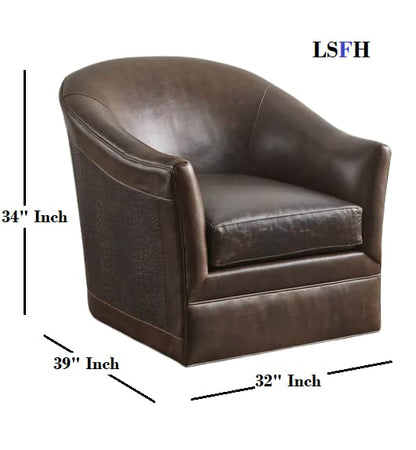 LSFH Unique Design True Innovations Morris Swivel 360 Degree Accent Chair Armchair Single Sofa Chair for Small Apartments, Living Room or Bedroom (Set of 2 Chairs, Brown)